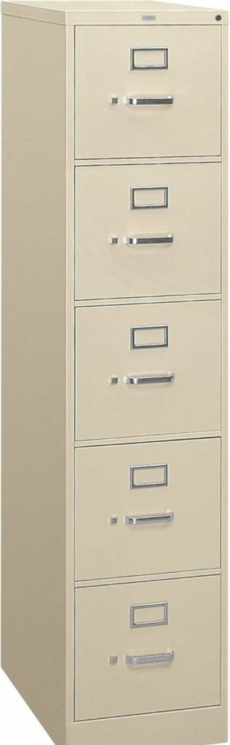 HON 4-Drawer Locking Metal File Cabinet, Letter Size Vertical Filing Cabinet for Office, 25" Deep, Putty Finish, Hanging File Storage