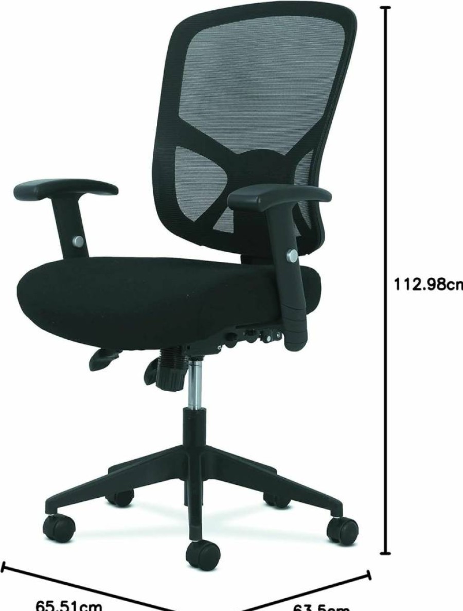 HON Sadie Executive Ergonomic Office Chair - Black Leather with Chrome Arms, Lumbar Support & 360 Swivel