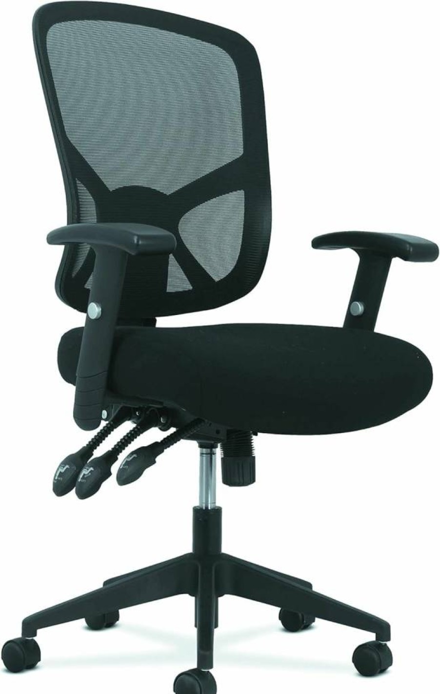HON Sadie Executive Leather Office Chair - Ergonomic Adjustable Arms, Lumbar Support, 360° Swivel, Black