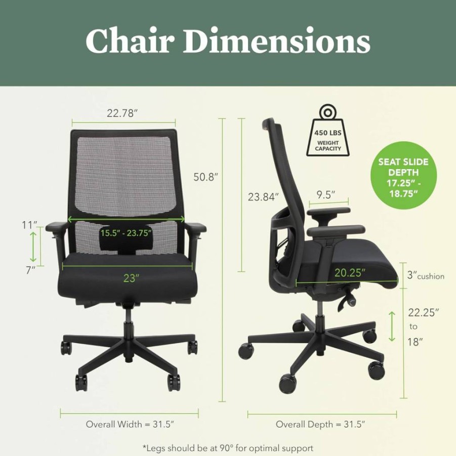 HON Ignition 2.0 Big & Tall Office Chair - Heavy Duty 450LB Capacity, Extra Wide Seat, Tilt Recline, Swivel Wheels, Ergonomic for Long Hours, Black