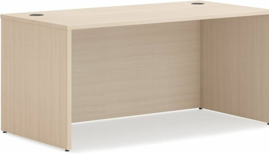 HON Mod Executive Desk 60" W x 30" D Modern Office Desk with Cord Management, Thick Wooden Laminate, Desert Oak Finish, Large Computer Workstation