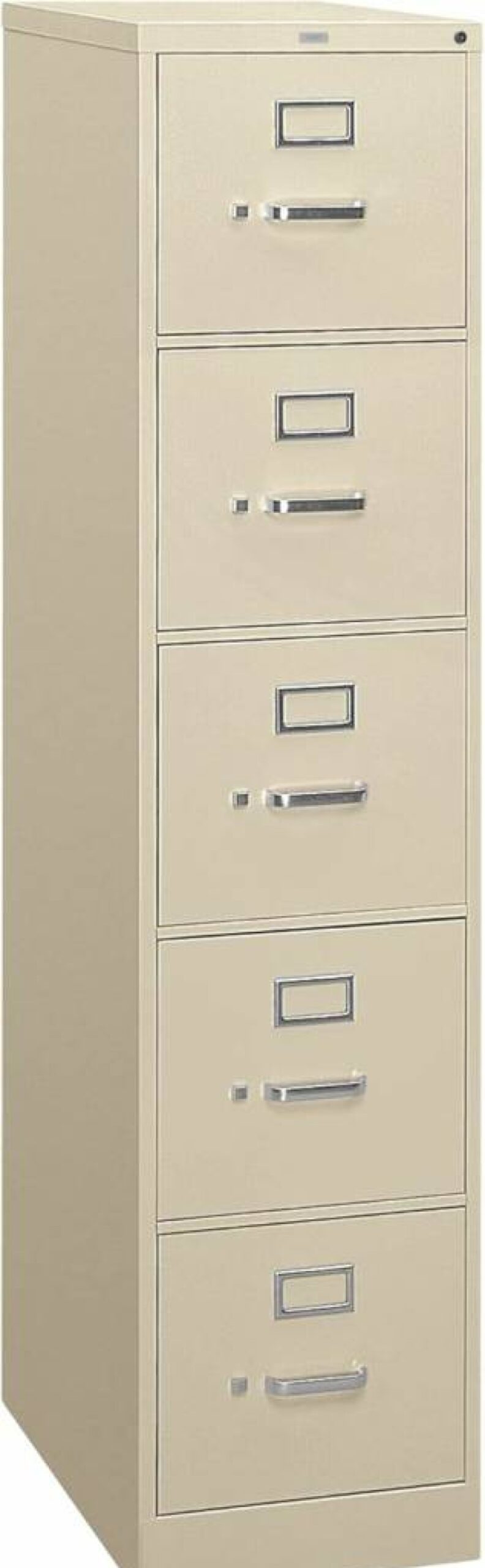HON 4-Drawer Locking Vertical File Cabinet, 25" Deep Black Metal Filing Cabinet for Letter & Hanging Files, Secure Storage Solution