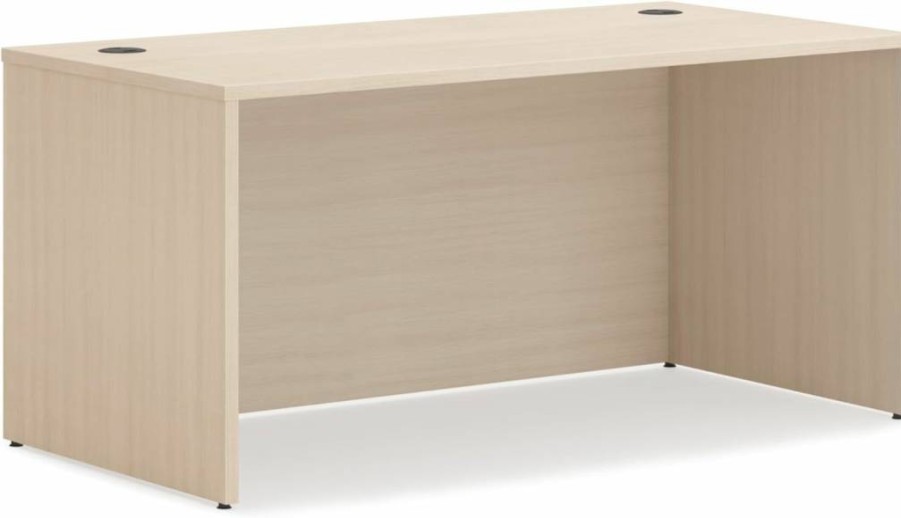 HON Mod Executive Desk 66" W x 30" D Large Office Desk with Cord Management, Mahogany Wooden Laminate, Modern Traditional Computer Workstation