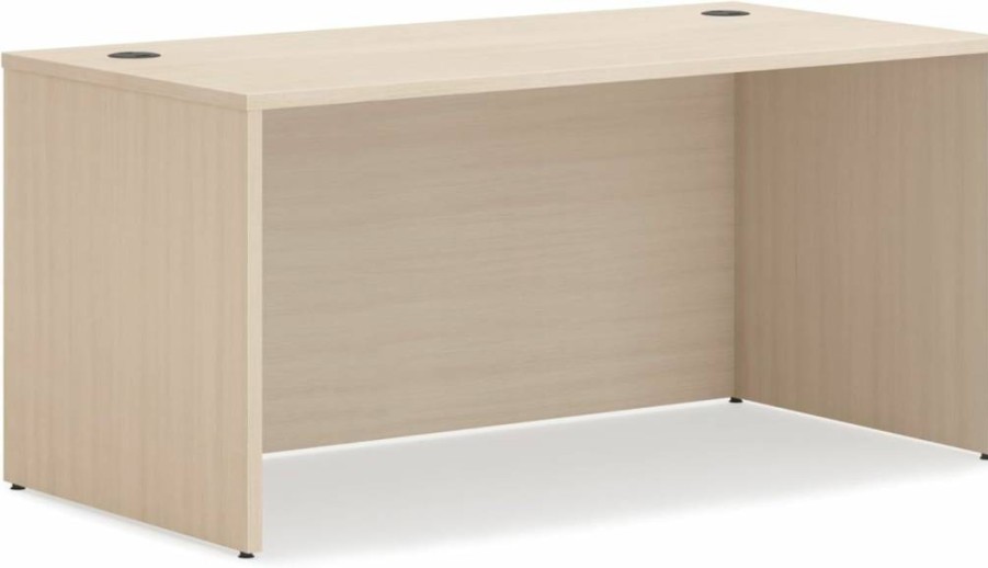 HON Mod Executive Desk 66" Walnut Modern Office Desk with Cord Management, 66" W x 30" D x 29" H, Thick Wooden Laminate Computer Workstation