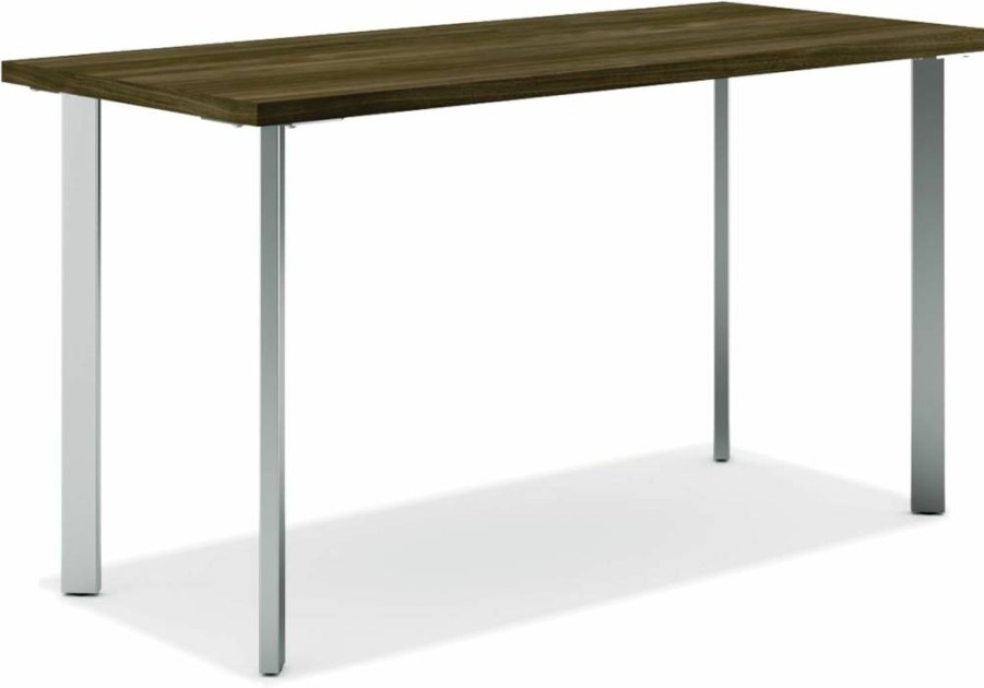HON Coze 42-Inch Home Office Desk with Natural Wood Top and Black Metal Base - Sturdy Computer Workstation