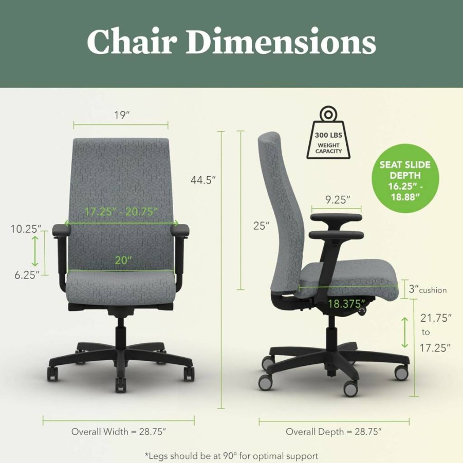 HON Ignition 2.0 Ergonomic Office Chair - Adjustable Lumbar Support, Armrests, Seat Height & Swivel Wheels, Black Mesh Desk Chair for Home & Office