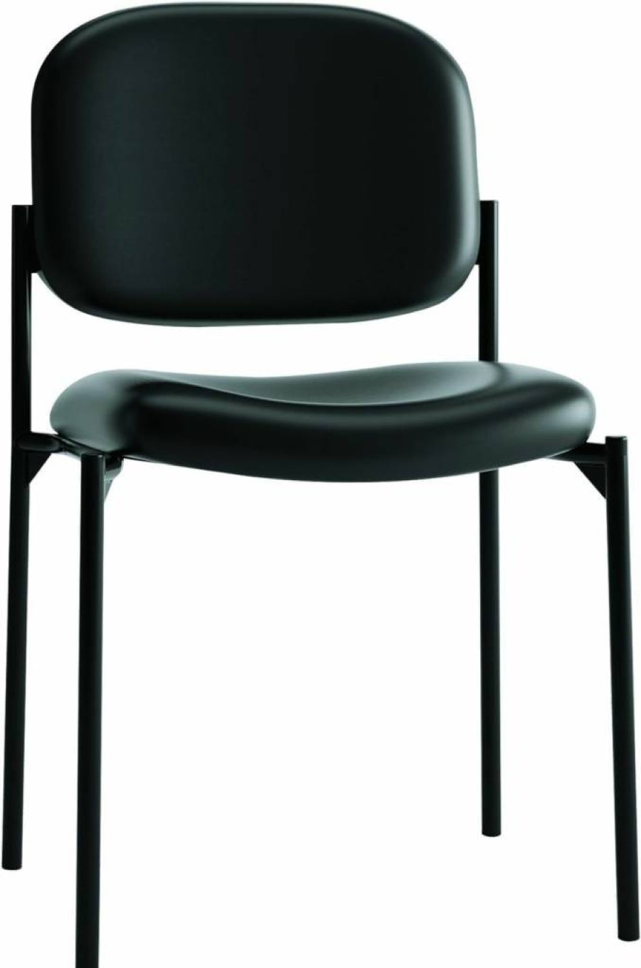 HON Scatter Guest Chair - Black Fabric Stackable Armless Lobby Chair for Office Waiting Areas