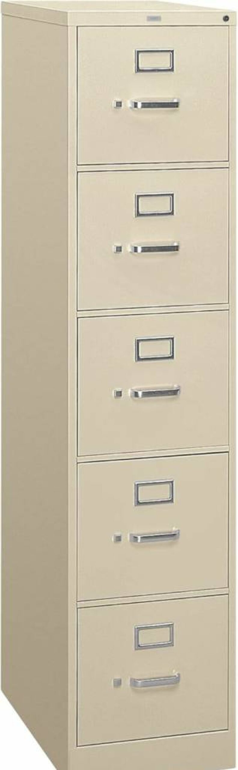 HON 4-Drawer Locking Vertical File Cabinet, 26.5" Deep Metal Filing Cabinet for Letter & Hanging Files, Putty Finish