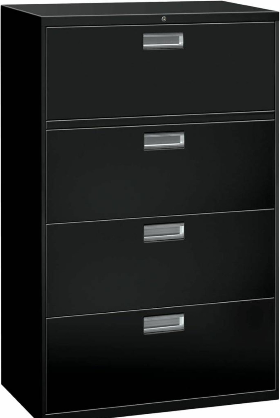 HON 5-Drawer Lockable Lateral File Cabinet - 18" Deep Metal Office Storage for A4, Legal, Letter Files with Adjustable Hangrails, Putty Finish