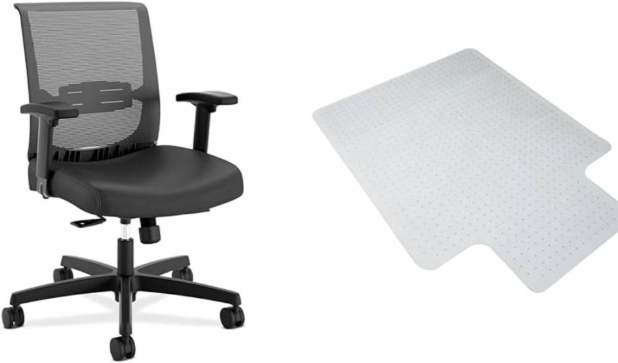 HON Convergence Ergonomic Office Chair - Adjustable Mesh Desk Chair with Lumbar Support, Swivel Wheels & Synchro-Tilt Recline - Black