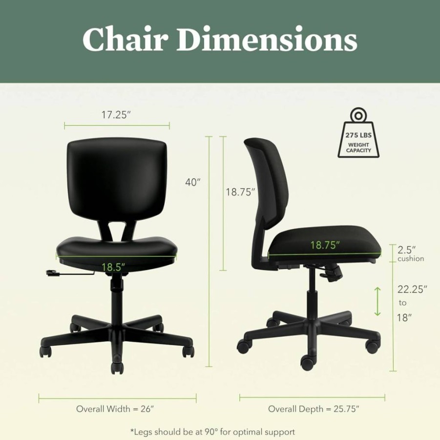 HON Volt Ergonomic Mesh Office Chair with Adjustable Recline, Tilt, and Wheels for Home & Desk, Black
